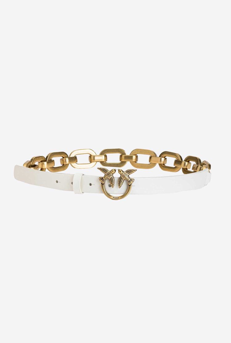 Women's Pinko Large Chain Belts White Gold | Australia-60598219