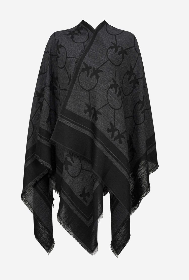 Women's Pinko Large Love Birds Shawl Scarves Grey/Black | Australia-35620979