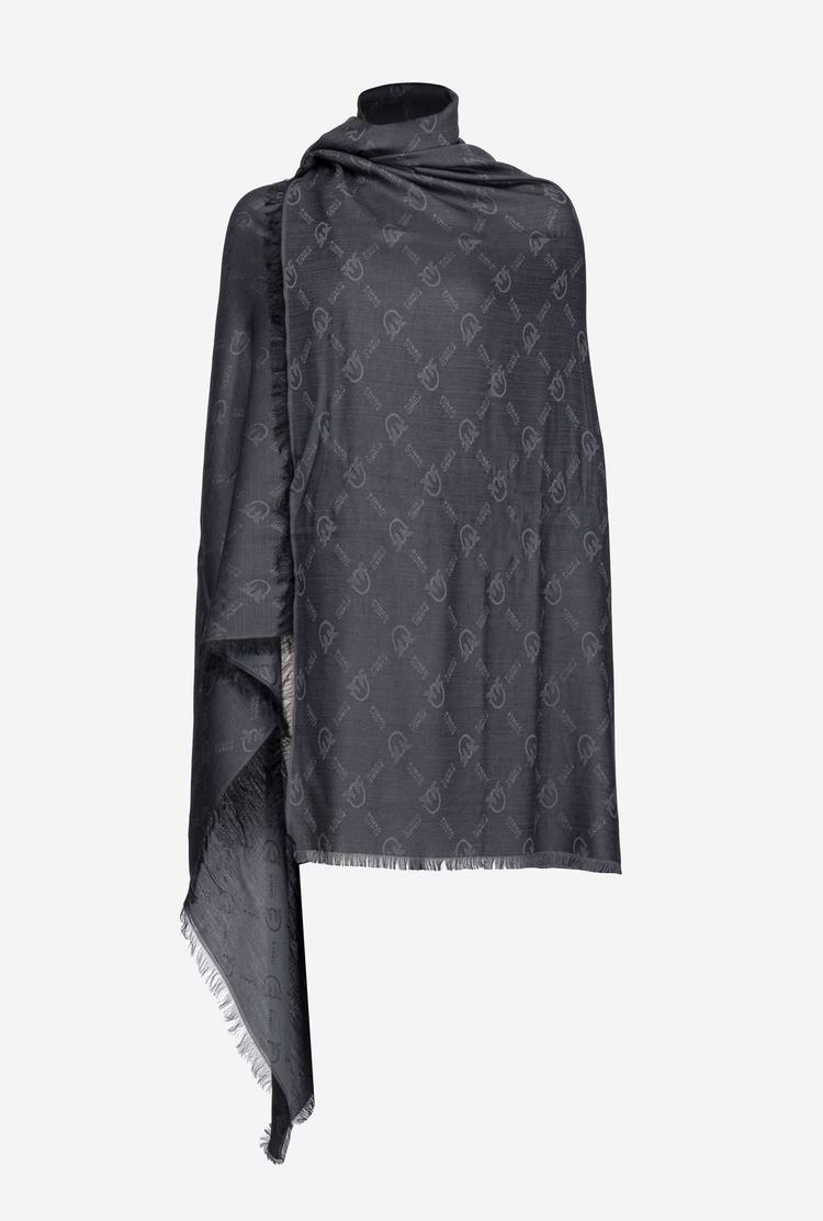 Women's Pinko Large Monogram Scarves Black | Australia-29157809