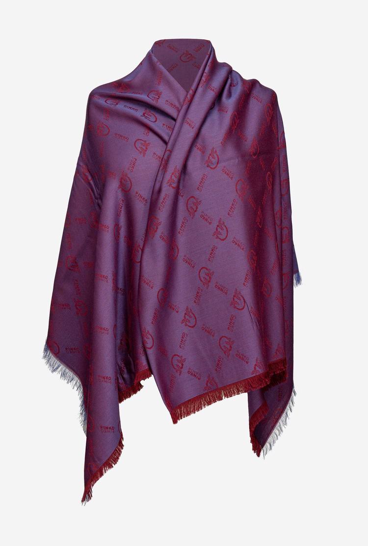 Women's Pinko Large Monogram Scarves Purple/Blue | Australia-81504639