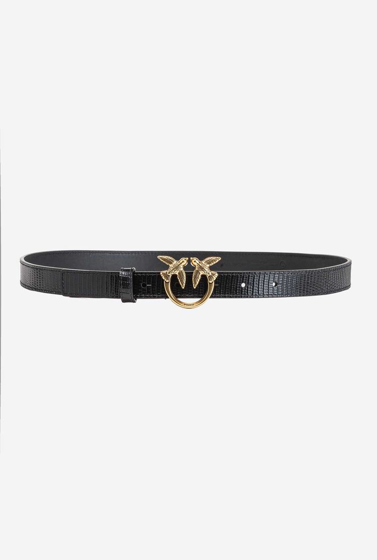 Women's Pinko Lizard Print Belts Black Gold | Australia-26750819