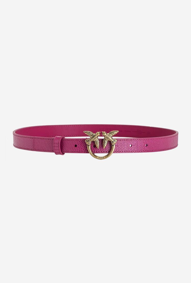 Women's Pinko Lizard Print Belts Fuchsia Gold | Australia-08512949