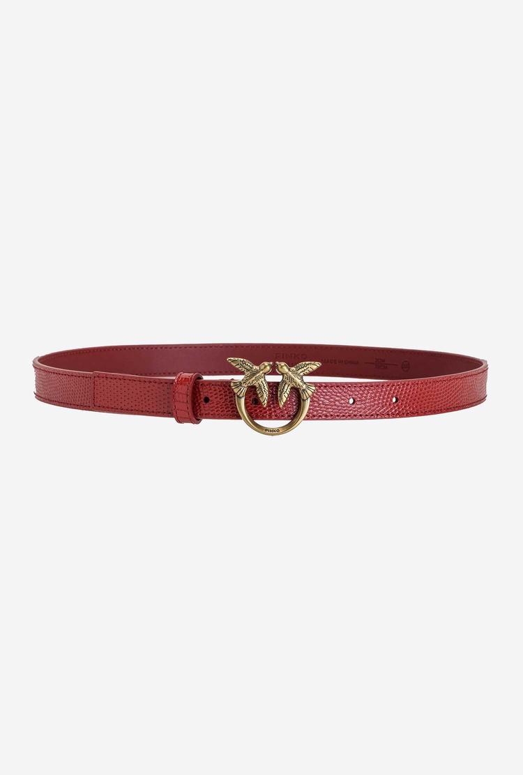 Women's Pinko Lizard Print Belts Red Gold | Australia-73460919