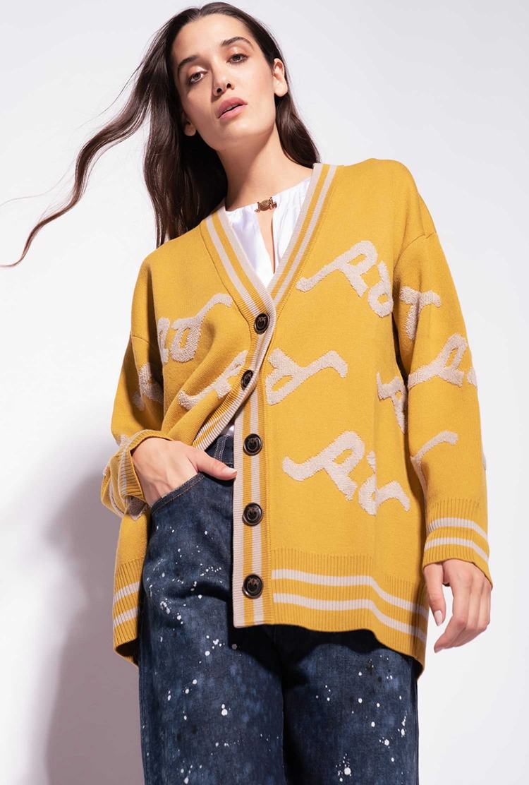 Women's Pinko Logo Cardigan Beige | Australia-09653489