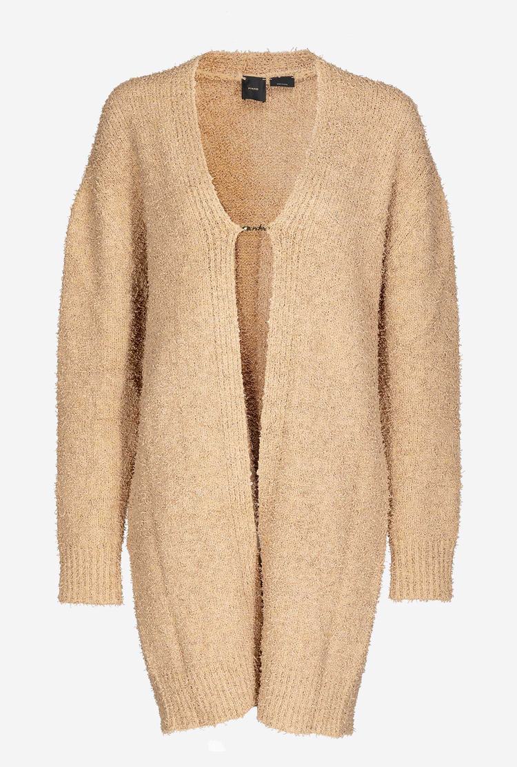 Women's Pinko Logo Hook Cardigan Beige | Australia-12039469