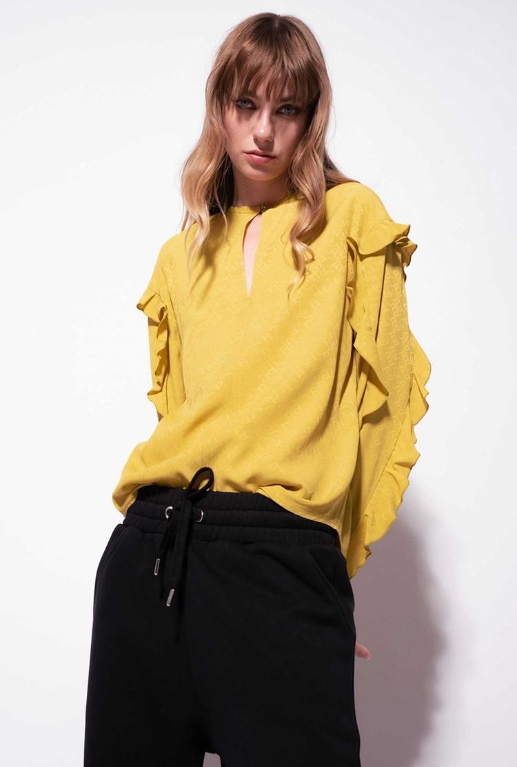 Women's Pinko Logo Shirts Yellow | Australia-01853949