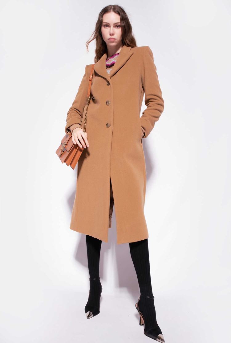 Women's Pinko Long Fabric Coats Brown | Australia-34675199