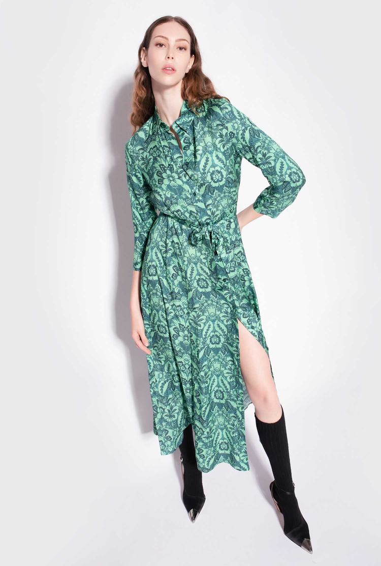 Women's Pinko Long Floral Dress Dark Green/Light Green | Australia-83674299