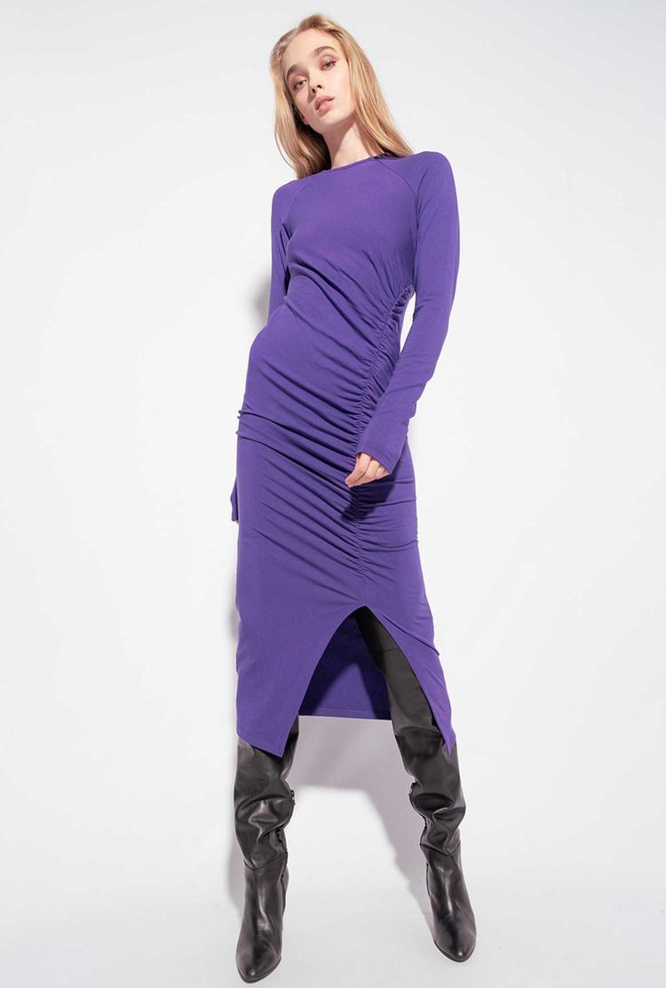 Women's Pinko Long Knit Dress Purple | Australia-97582409