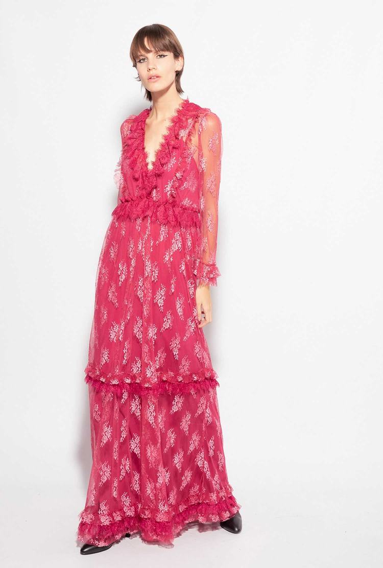 Women's Pinko Long Lace Dress Fuchsia | Australia-84392759