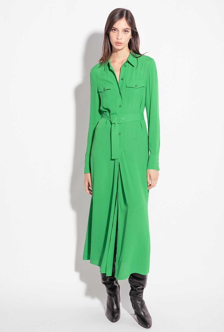 Women's Pinko Long Sable Dress Green | Australia-19367859