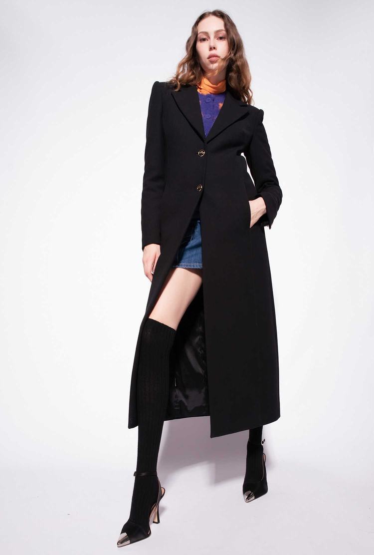 Women's Pinko Long Single-breasted Coats Black | Australia-49863519