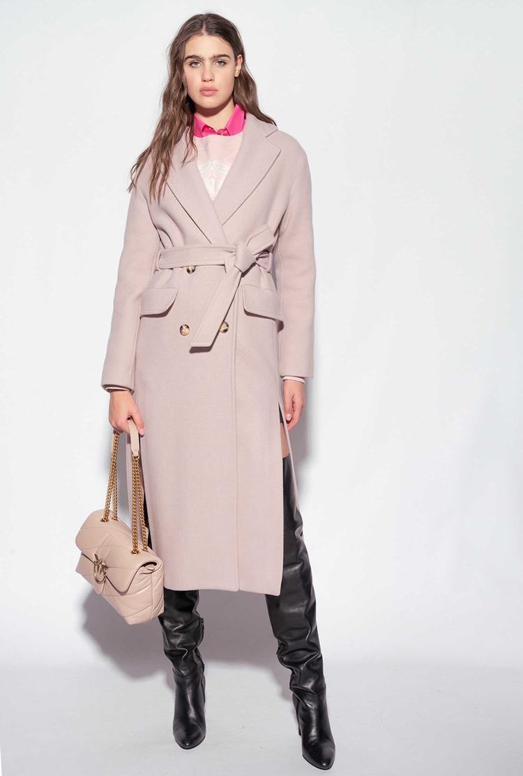 Women's Pinko Long Wraparound Coats Pink | Australia-30489619