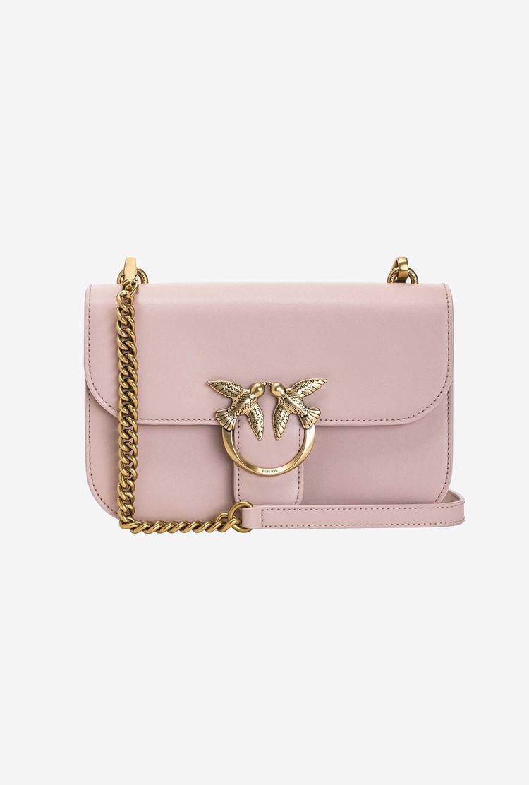 Women's Pinko Love Bag Bell Simply Crossbody Bags Pink Gold | Australia-13642899