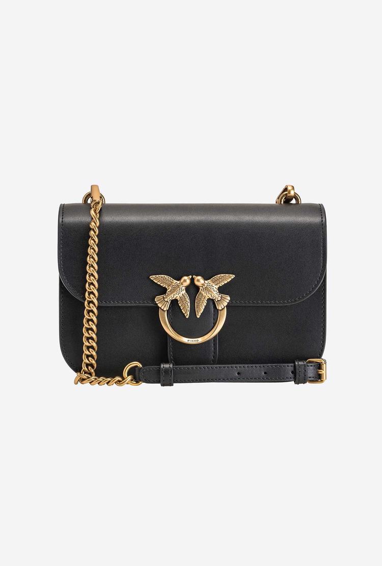 Women's Pinko Love Bag Bell Simply Crossbody Bags Black Gold | Australia-68794259