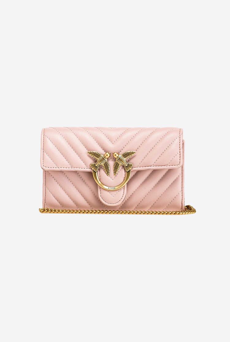 Women's Pinko Love Bag Chevron Purses Pink Gold | Australia-83207969