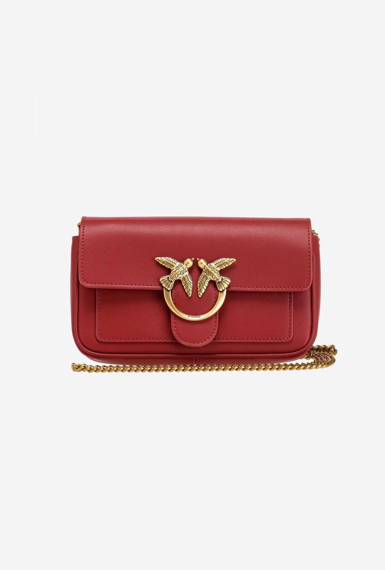 Women's Pinko Love Bag Pocket Simply Crossbody Bags Red Gold | Australia-78152039