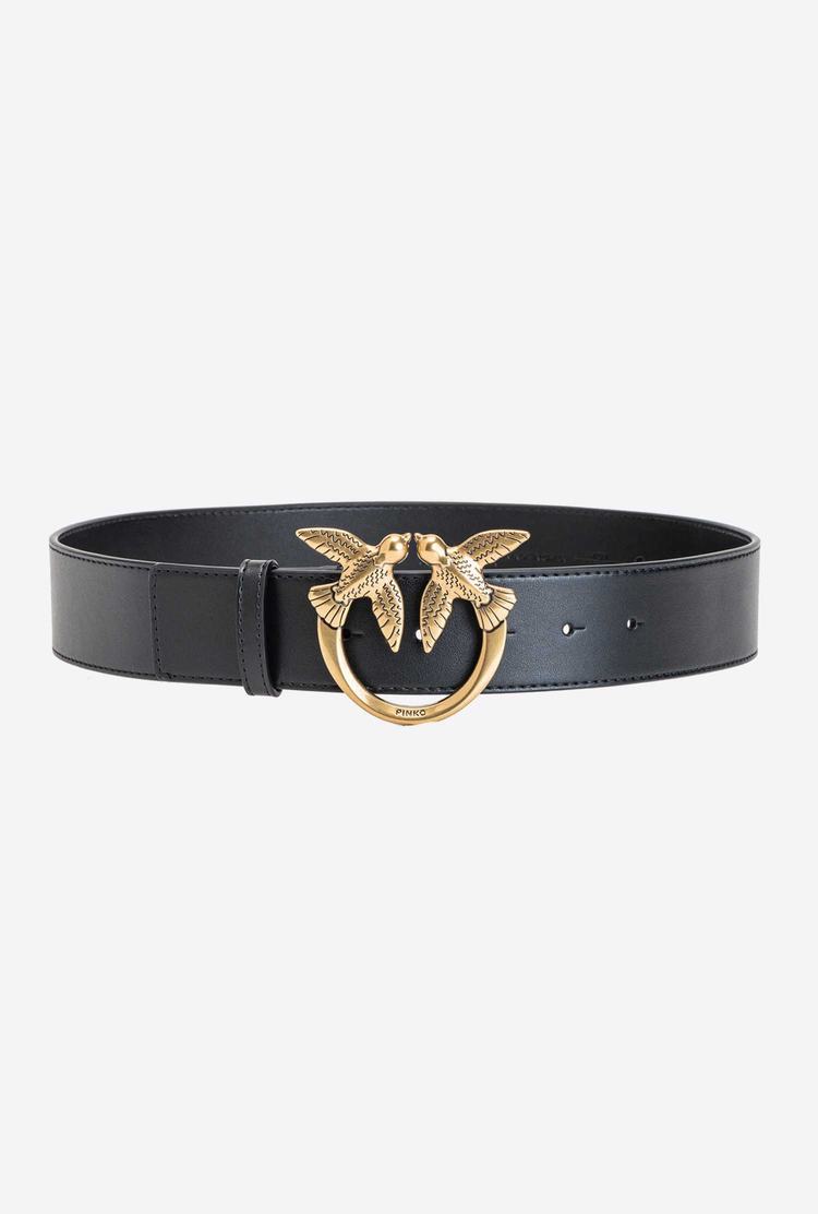 Women's Pinko Love Birds Leather Belts Black Gold | Australia-05819239