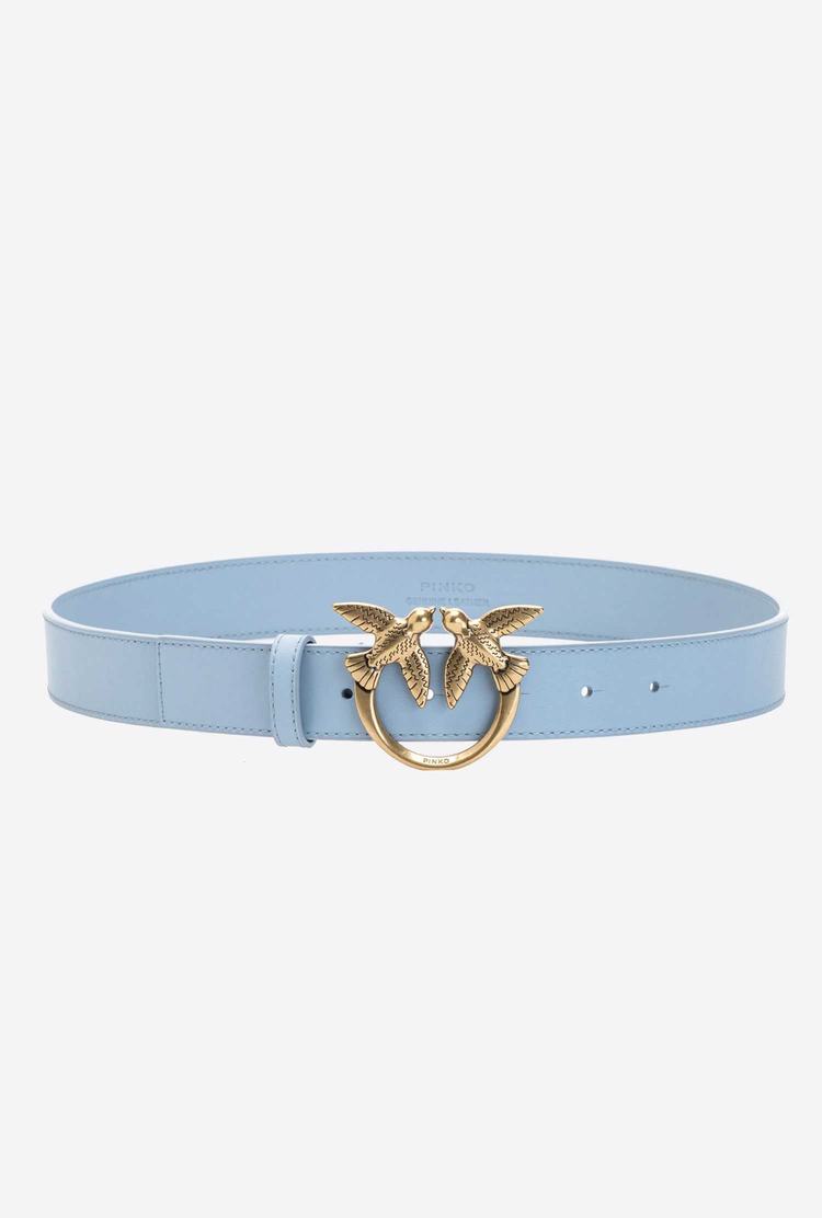 Women's Pinko Love Birds Leather Belts Blue Light Gold | Australia-31570629