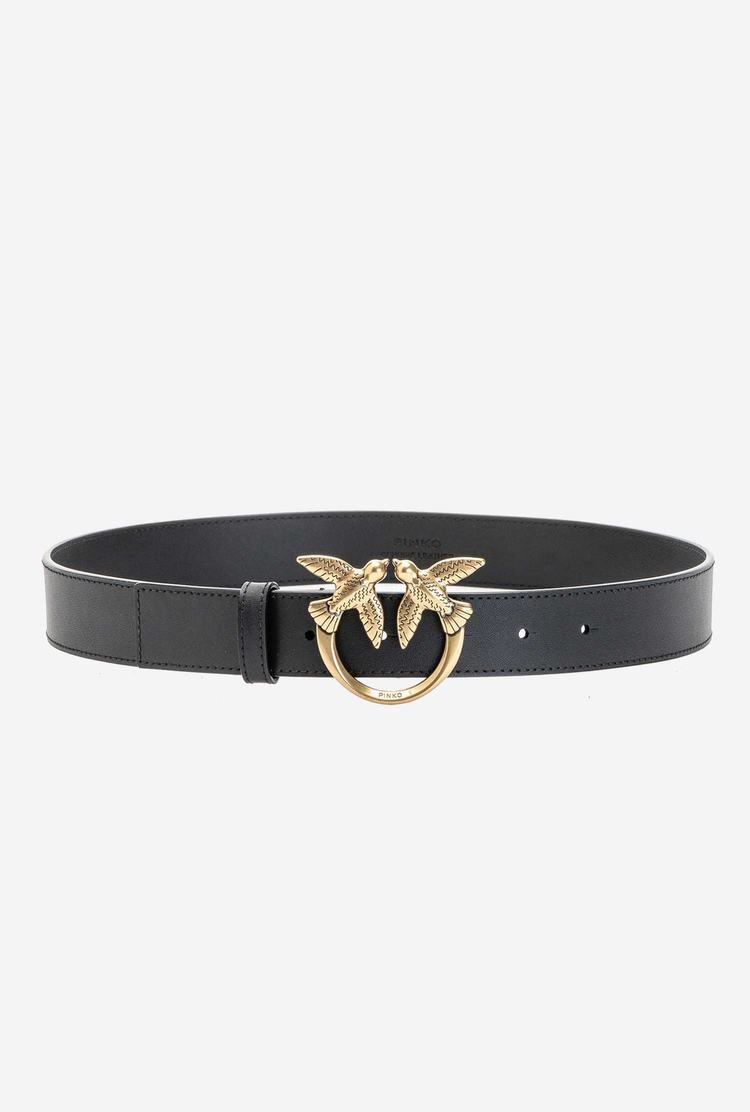 Women's Pinko Love Birds Leather Belts Black Gold | Australia-40913829