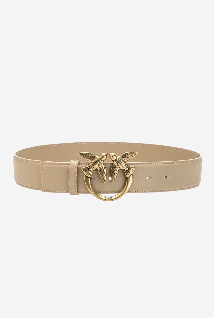 Women's Pinko Love Birds Leather Belts Brown Gold | Australia-45862919