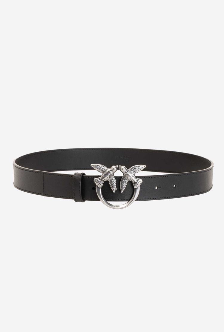 Women's Pinko Love Birds Leather Belts Black Silver | Australia-48375609