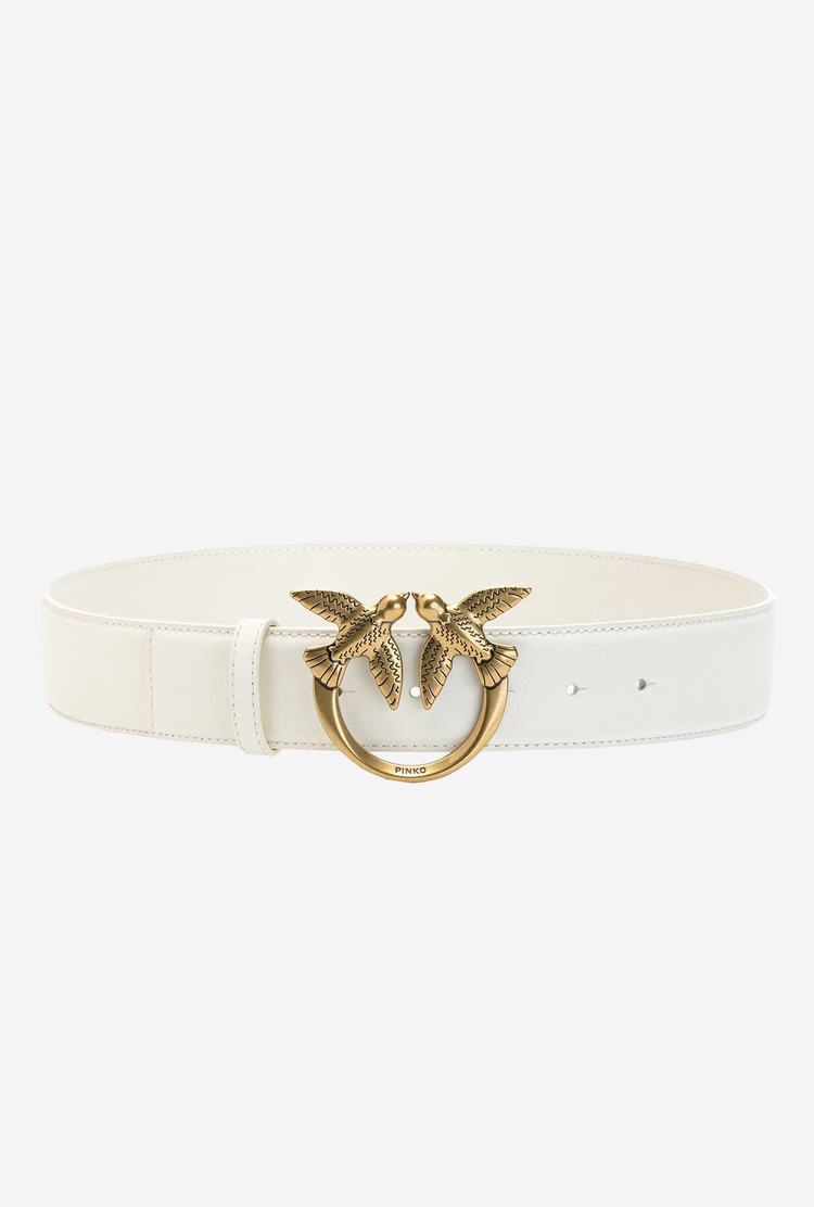 Women's Pinko Love Birds Leather Belts Beige Gold | Australia-54132979