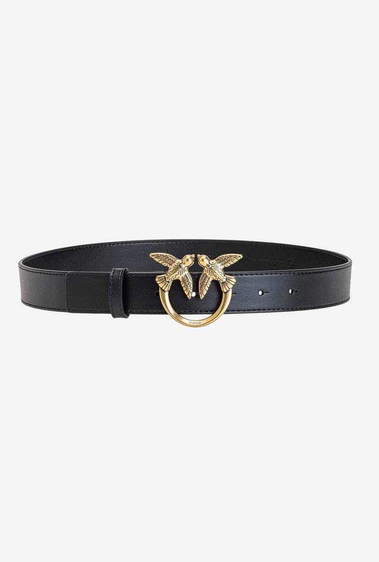 Women's Pinko Love Birds Leather Belts Black Gold | Australia-61592739