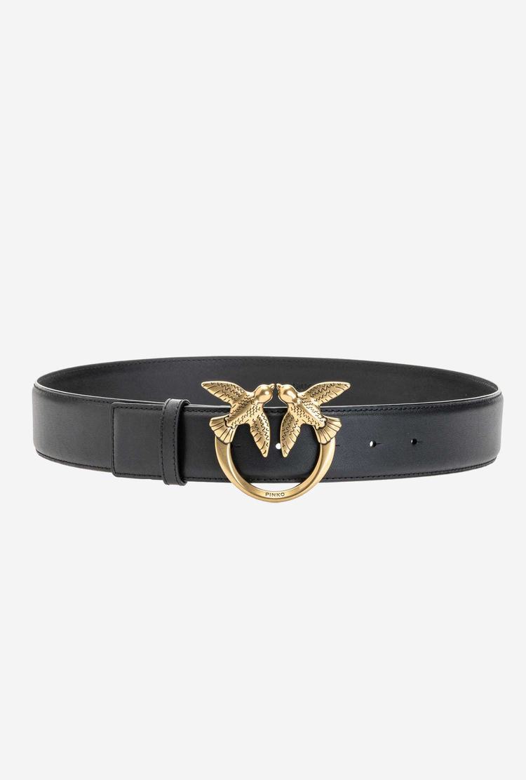 Women's Pinko Love Birds Leather Belts Black Gold | Australia-74905239