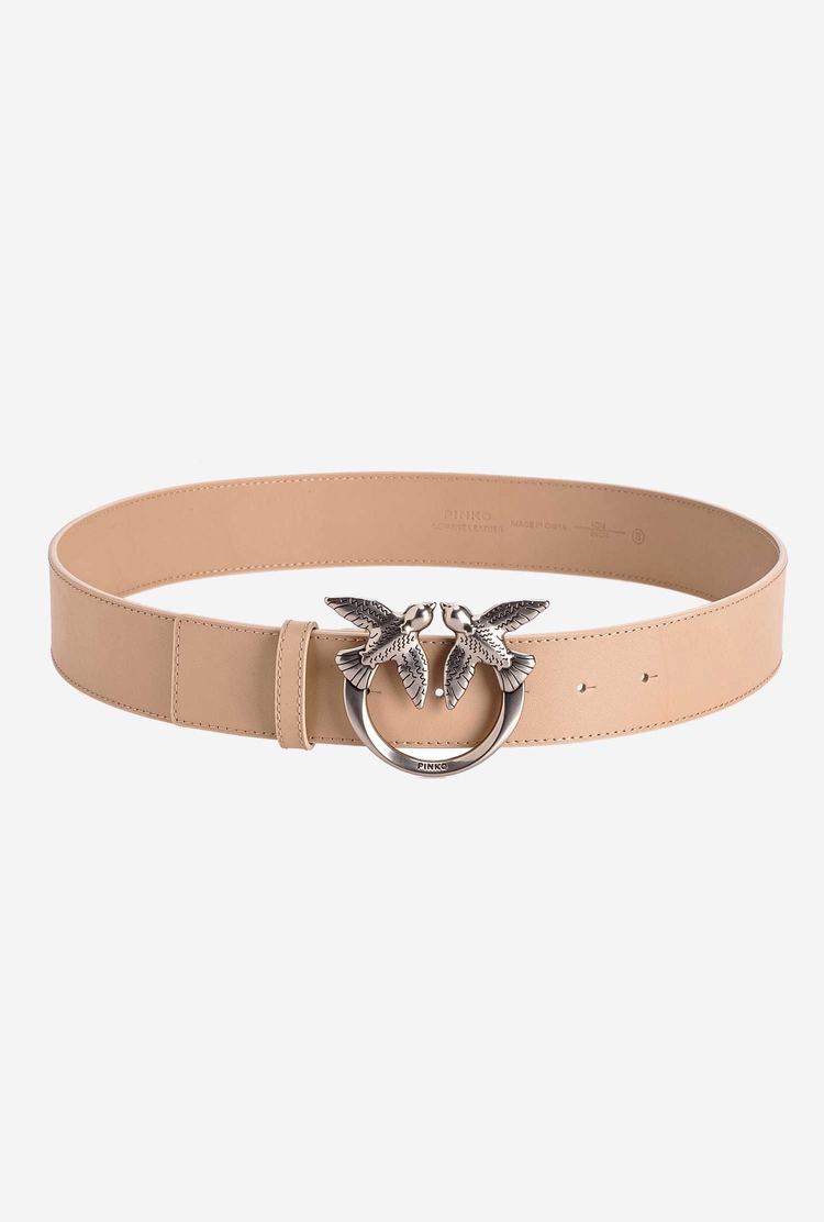 Women's Pinko Love Birds Leather Belts Beige | Australia-87140699