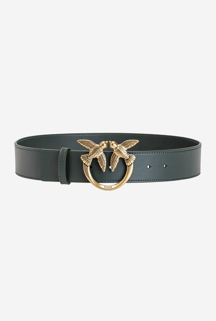 Women's Pinko Love Birds Leather Belts Green Gold | Australia-49167509