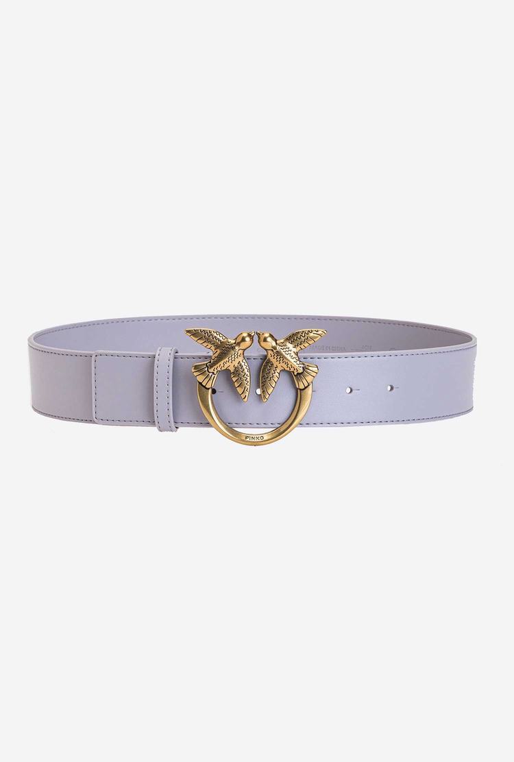 Women's Pinko Love Birds Leather Belts Grey Gold | Australia-86412539