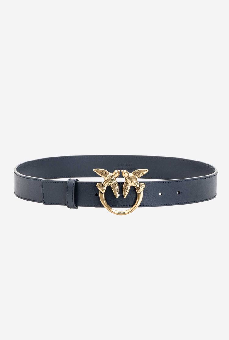 Women's Pinko Love Birds Leather Belts Navy Blue Gold | Australia-10748329