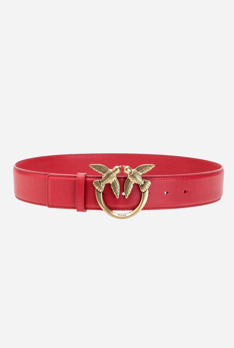 Women's Pinko Love Birds Leather Belts Red Gold | Australia-38169479