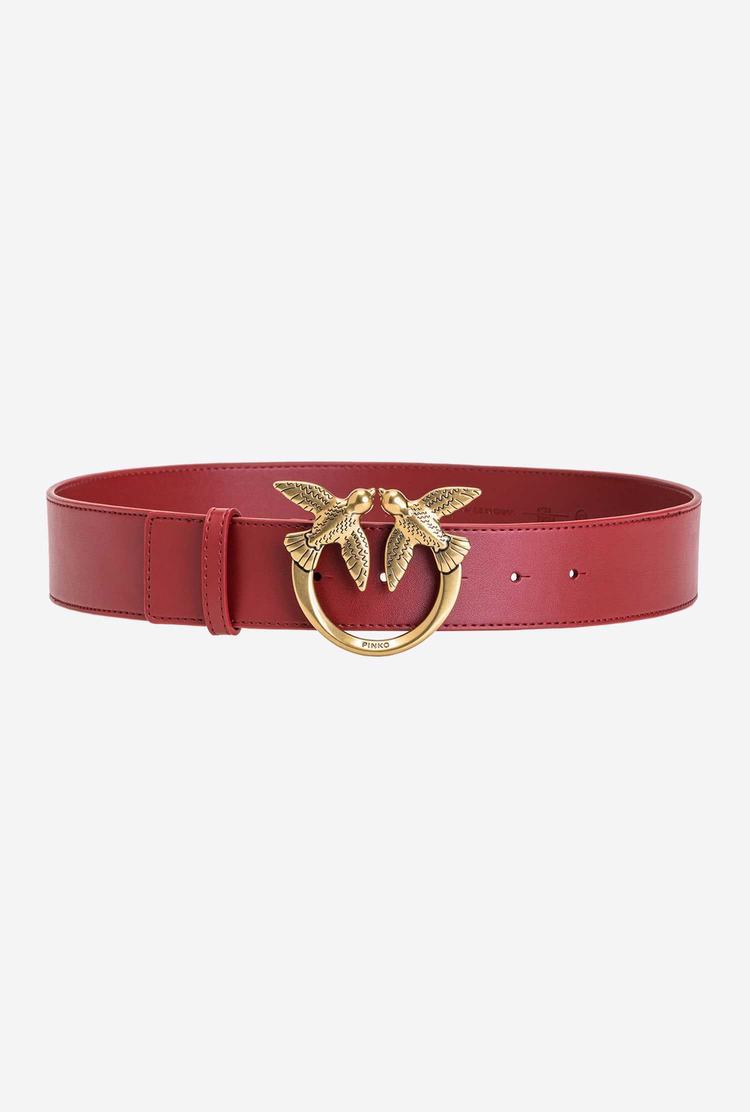 Women's Pinko Love Birds Leather Belts Red Gold | Australia-61250399