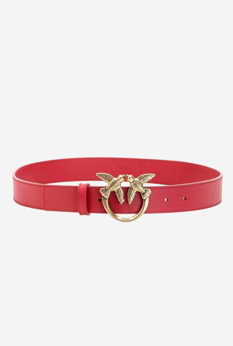 Women's Pinko Love Birds Leather Belts Red Gold | Australia-78263519