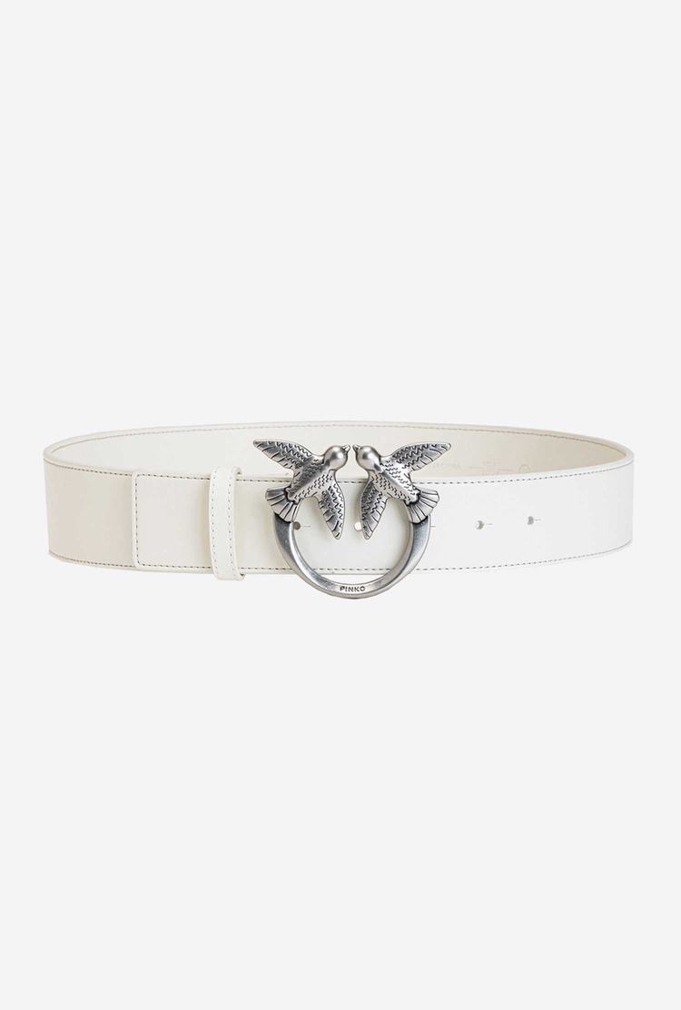 Women's Pinko Love Birds Leather Belts White Silver | Australia-78461039