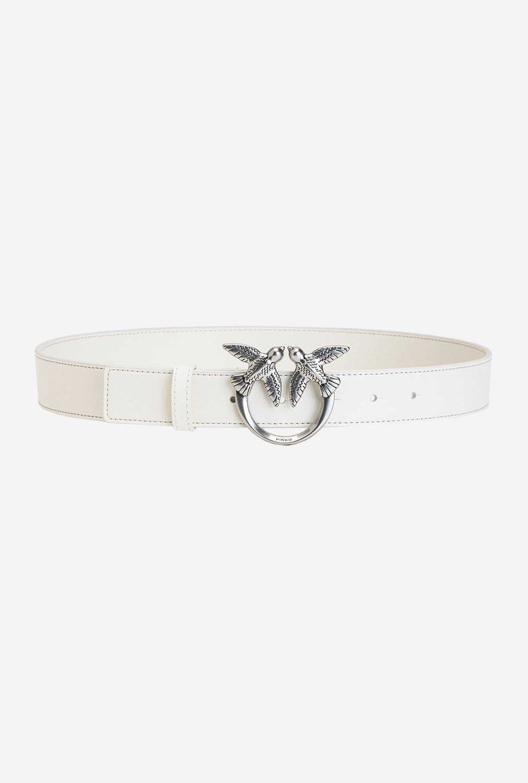 Women's Pinko Love Birds Leather Belts White Silver | Australia-84905639