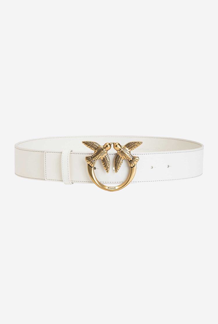 Women's Pinko Love Birds Leather Belts White Gold | Australia-95218409