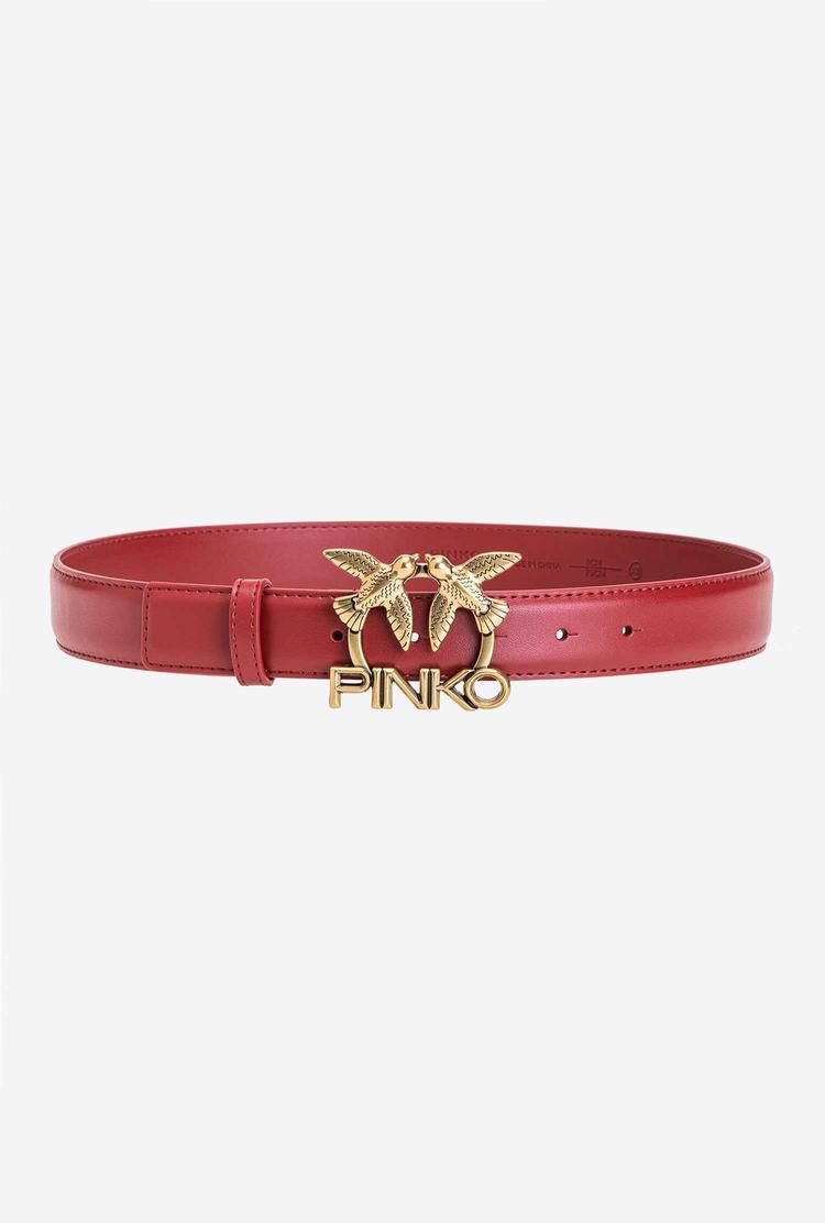 Women's Pinko Love Birds Logo Belts Red Gold | Australia-47561029