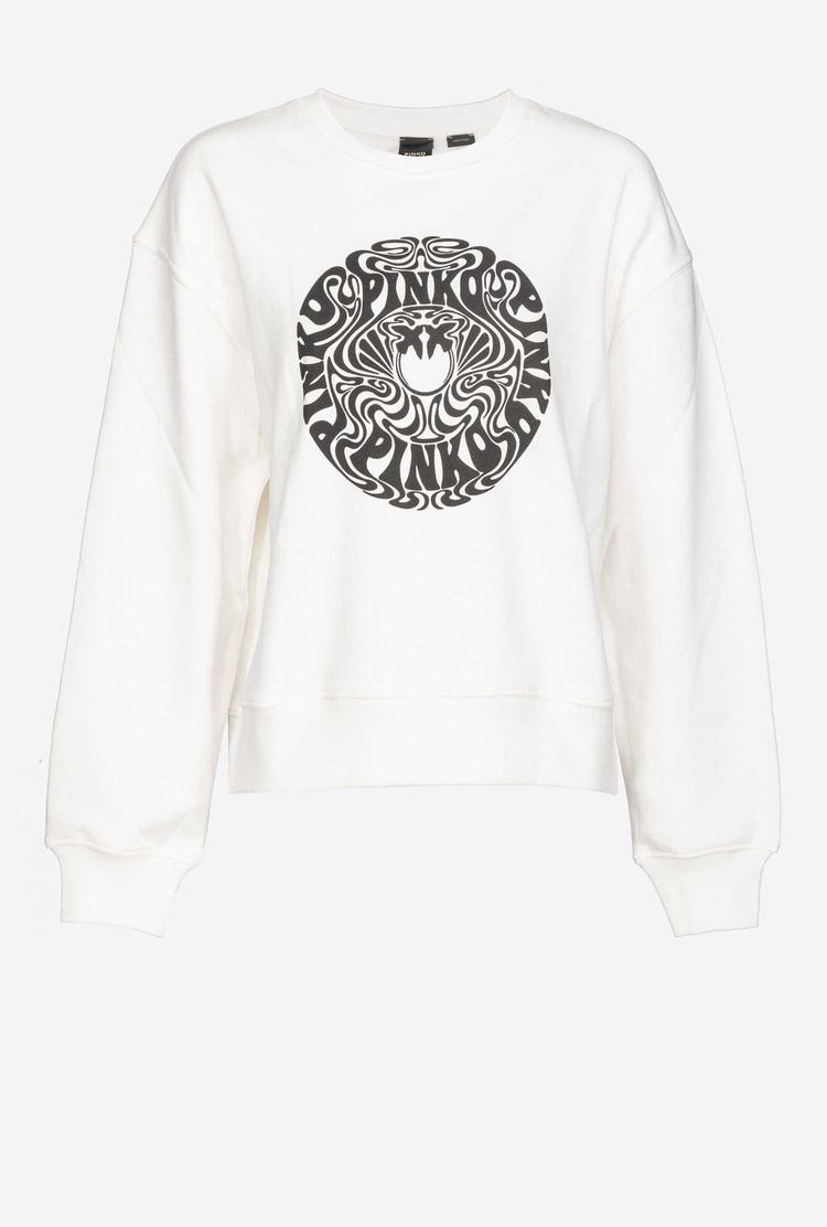 Women's Pinko Love Birds Logo Sweatshirt White | Australia-38941269