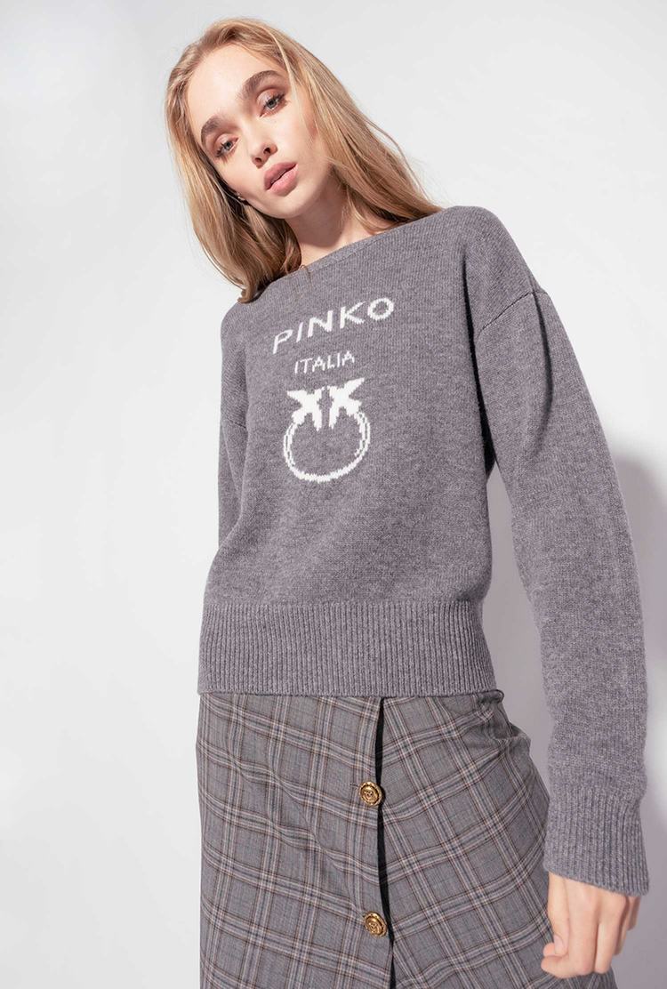 Women's Pinko Love Birds Pullover Deep Grey | Australia-74283059