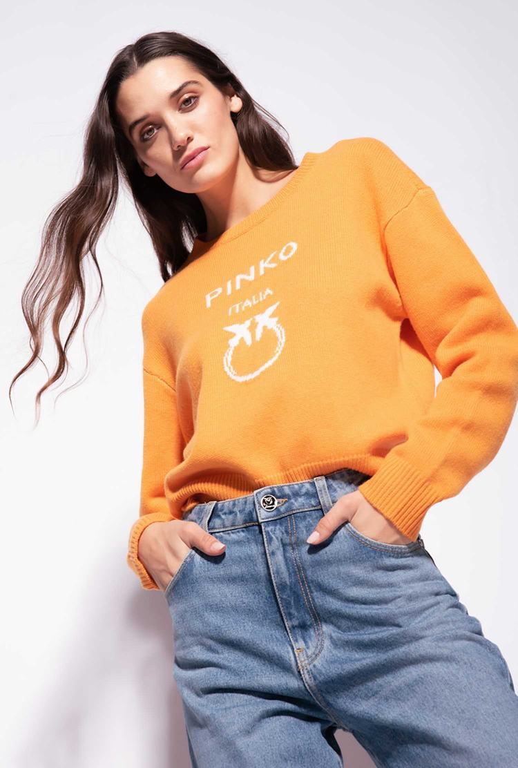 Women's Pinko Love Birds Pullover Orange | Australia-91620439