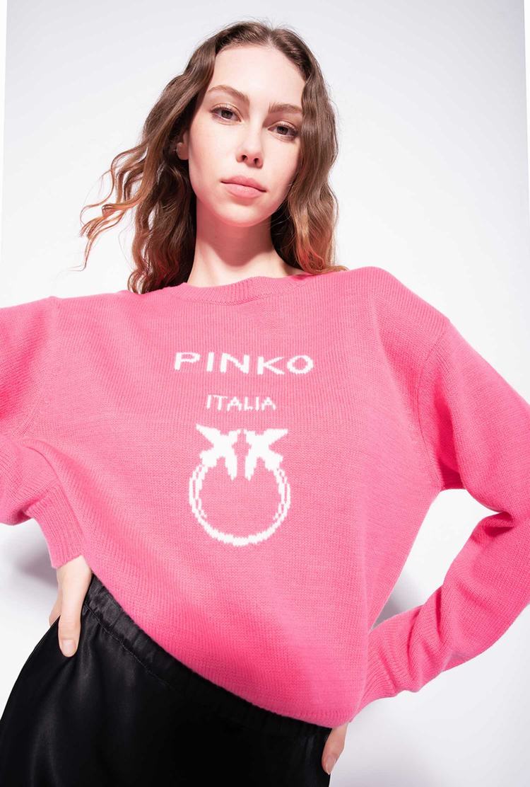 Women's Pinko Love Birds Pullover Pink | Australia-23968179