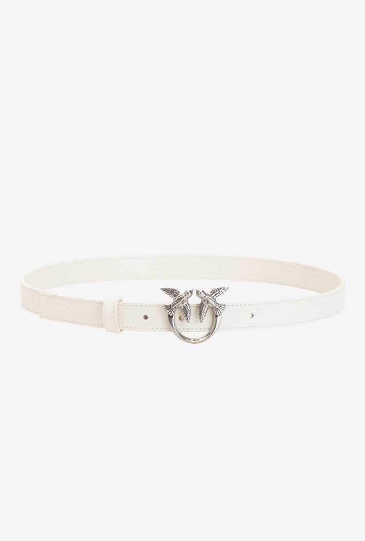 Women's Pinko Love Birds Thin Leather Belts Beige Silver | Australia-13789529