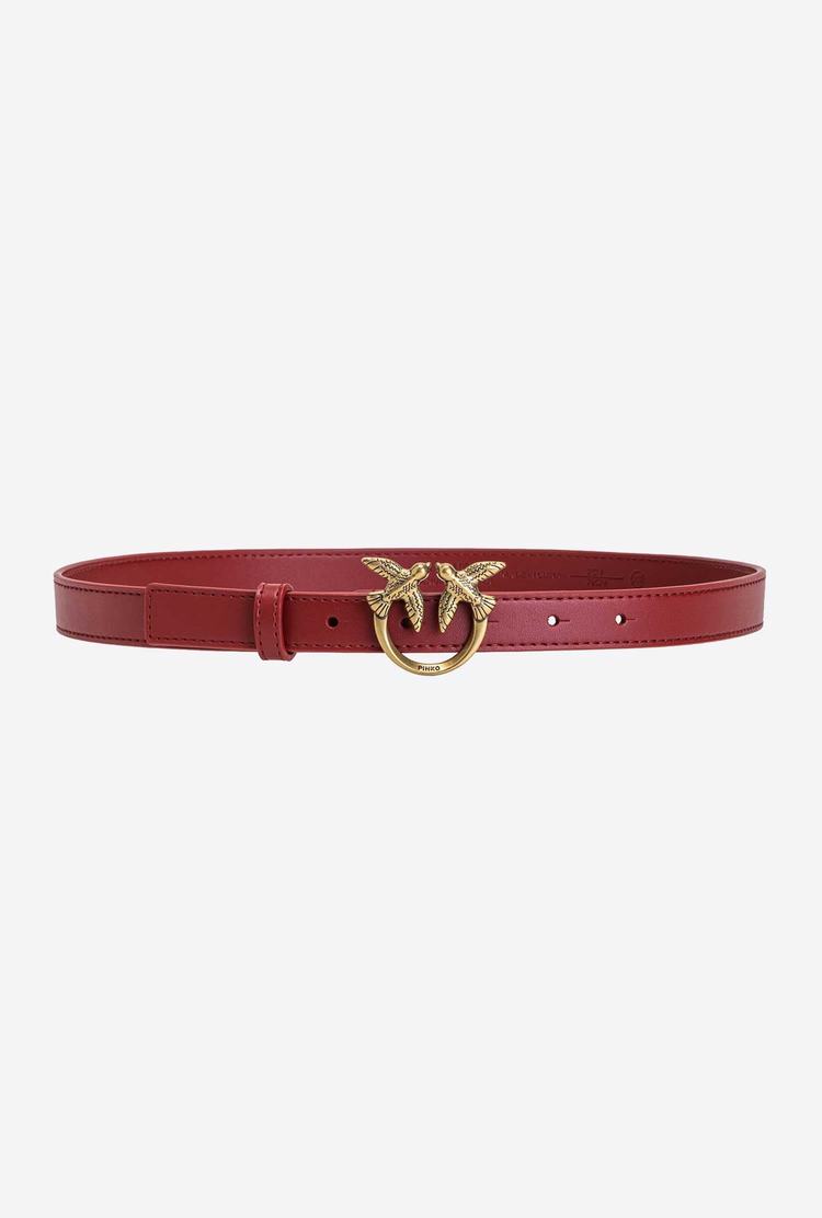 Women's Pinko Love Birds Thin Leather Belts Red Gold | Australia-56419829