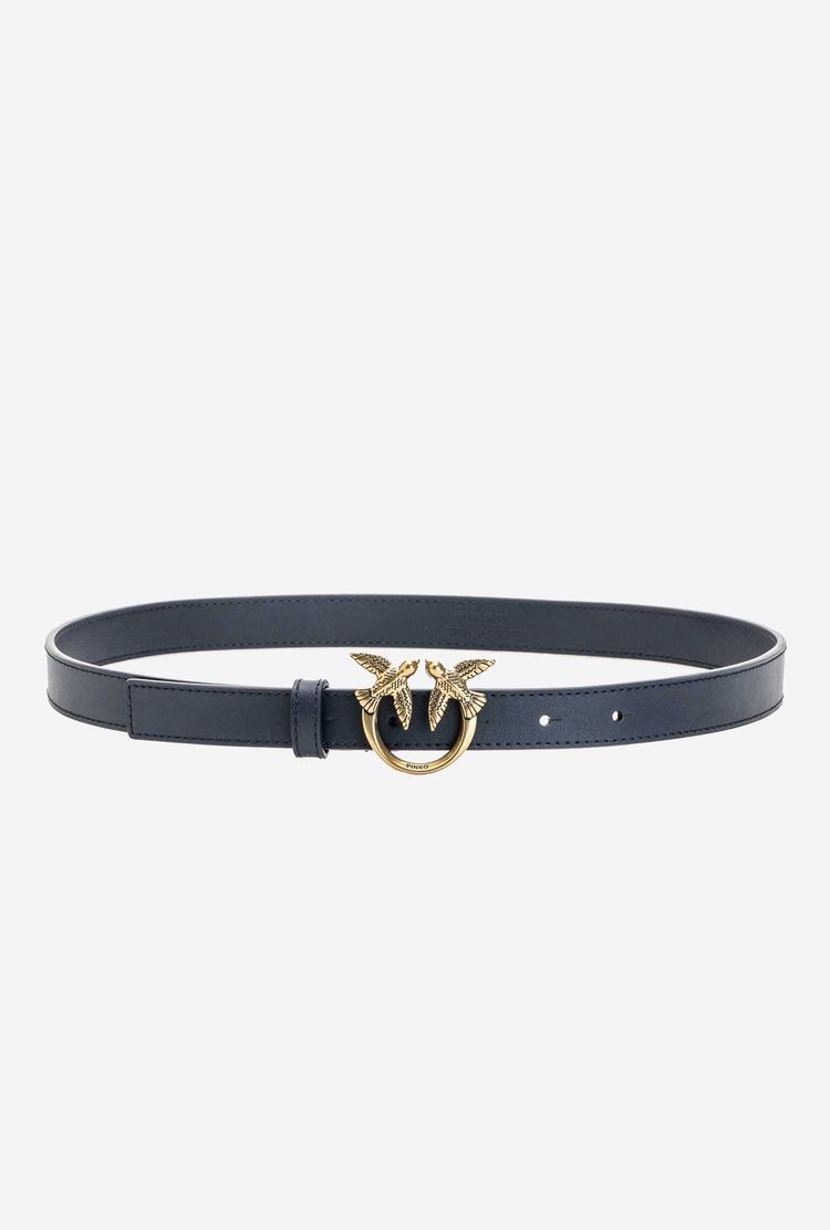 Women's Pinko Love Birds Thin Leather Belts Navy Blue Gold | Australia-59843769