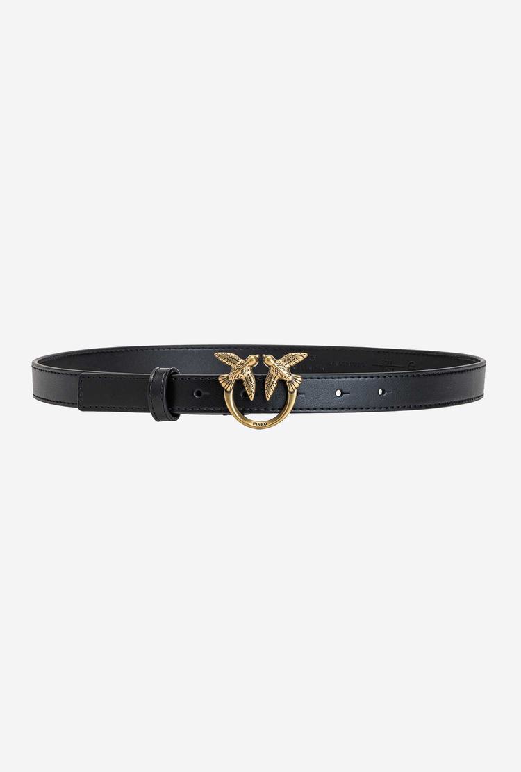 Women's Pinko Love Birds Thin Leather Belts Black Gold | Australia-64950189