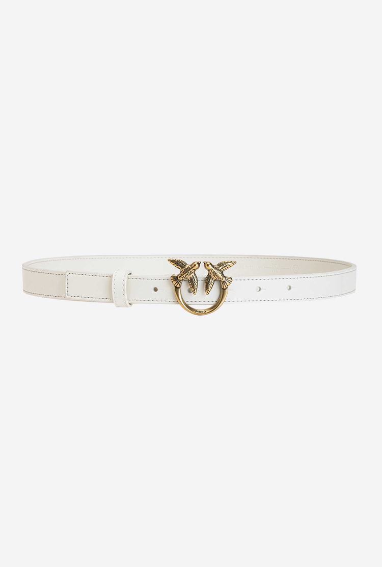 Women's Pinko Love Birds Thin Leather Belts White Gold | Australia-68527049