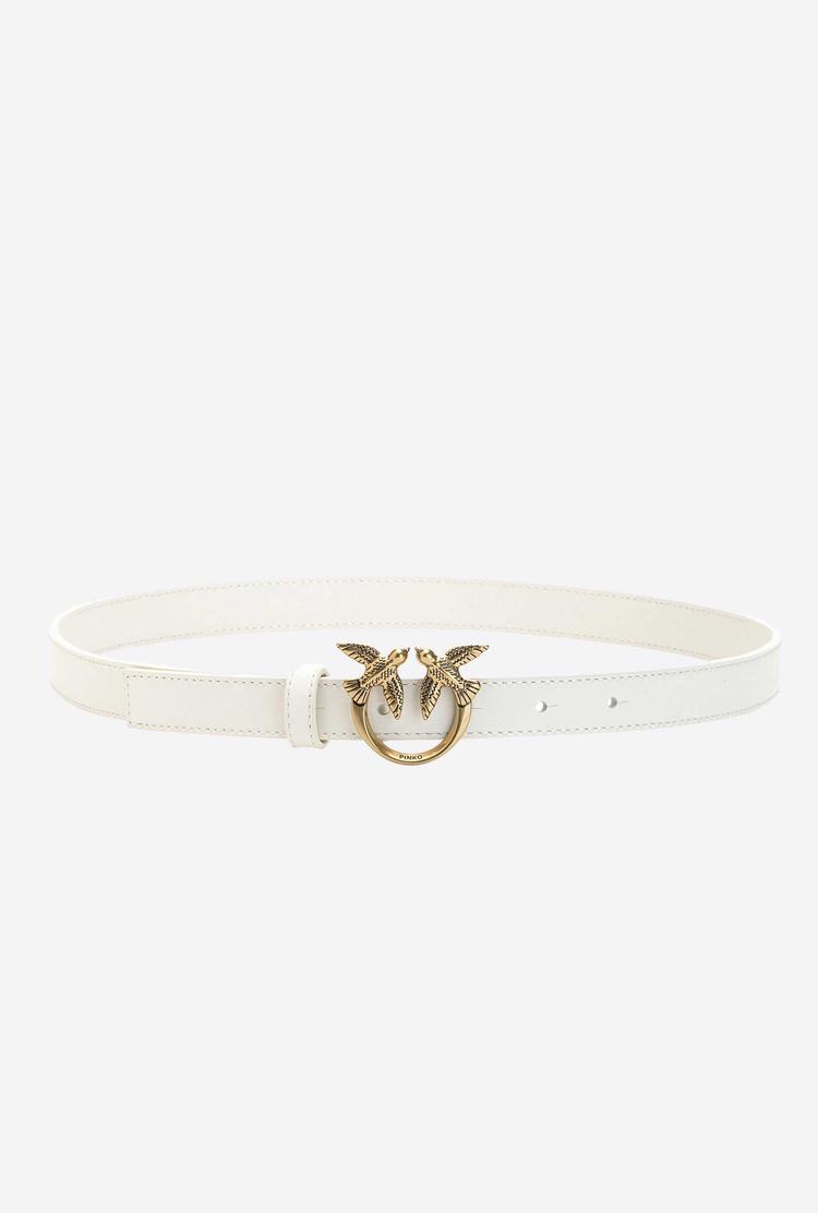 Women's Pinko Love Birds Thin Leather Belts Beige Gold | Australia-79263109